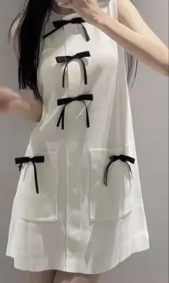 新品未使用✨️ZARA コントラストリボンニットミニワンピース