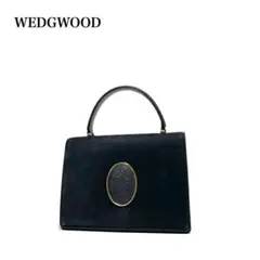 【良品】WEDGWOOD ウェッジウッド/ヌバック地/ゴールド金具 ハンドバッグ