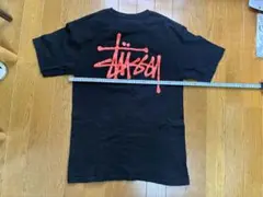 STUSSY！黒Tシャツ 赤文字 バックプリント サイズS Mぐらい綿100%