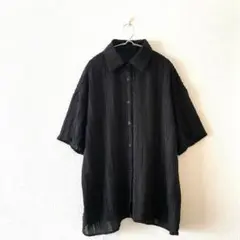 ☆ボタンシャツ チュニック丈 フルボタン 透け感 ドロップショルダー F