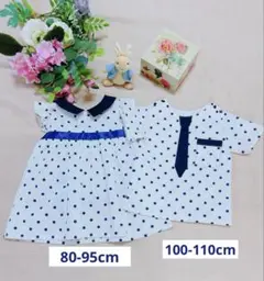 handmade兄妹リンクコーデ♡ドット柄♡半袖シャツ&ワンピース