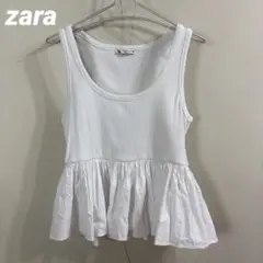 ZARA サイズM 白 ペプラムノースリーブトップス