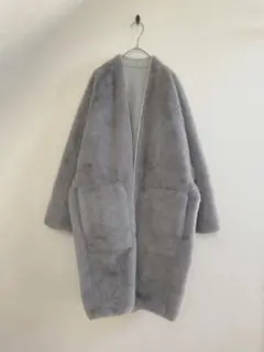 【ELENDEEK】Lightgray ボアガウンコート ファー