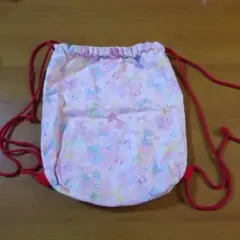 ピンク リボン柄 ナップザック