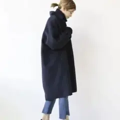 ドゥーズィエムクラス/ウールアンゴラリバーコート/ネイビー/リバーコート