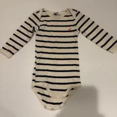 (67cm) PETIT BATEAU 長袖 青 ボーダー　ミラレ ロンパース