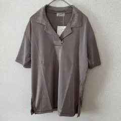 【新品、タグ付き✨】 半袖ポロシャツ/ 襟付き/ストライプ/ナイロン/M