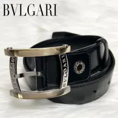 【美品】ブルガリ BVLGARI アショーマ レザーベルト ブラック 光沢素材