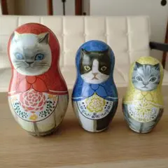 猫　マトリョーシカ　缶3点セット（アフタヌーンティー）