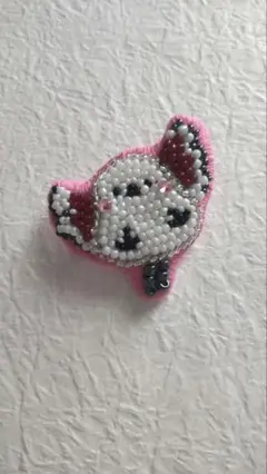 シマエナガ(飛んでいる) ビーズブローチ ビーズ刺繍 アクセサリー
