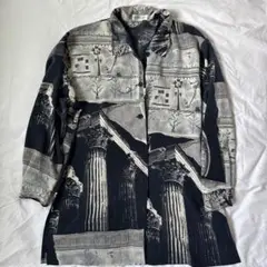 VINVERT 古代建築プリント長袖シャツ　ヴィンテージシャツ　ブルー