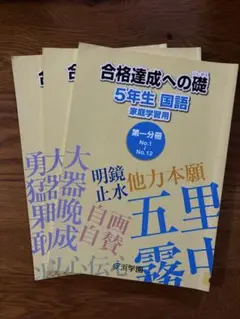 【匿名発送】浜学園　合格達成への礎　国語　5年　家庭学習用　3冊