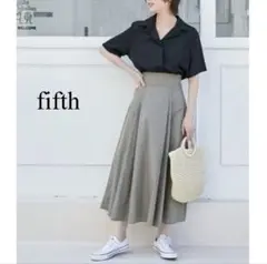 未使用タグ付き fifth ハイウエストフレアタフタスカート M カーキ