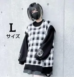 Lサイズ　ぬた。　しまむら　コラボ　ニット　ベスト　ブラック　サブカル　天使界隈