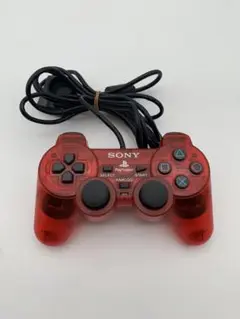 美品 PS2 プレステ2 DUALSHOCK2 コントローラー クリア レッド