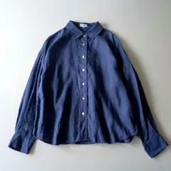 美品　マッキントッシュフィロソフィー ウォッシャブルリネンシャツ　36麻ブルー