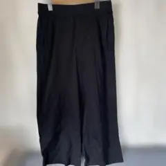 UNIQLO Lサイズ黒 ワイドパンツ サイドポケット付き