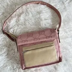 GUCCI グッチ ワンショルダーバッグ ジャンボGG レザーキャンバス ピンク