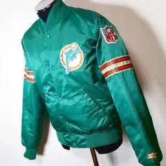 マ*ス様 90s NFL マイアミドルフィンズ ナイロンスタジャン CHALKL マ*ス様 90s NFL マイアミドルフィンズ ナイロンスタジャン