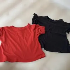 OCEAN GROUND フリル付きTシャツ 90サイズ 赤・黒