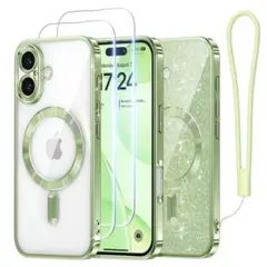 ケース iPhone 16MagSafe対応グリッターカード&リストストラップ