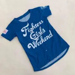 北海道日本ハムファイターズ ガールズユニフォーム ブルー ロゴ入り 半袖