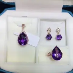 【天然】アメジスト ペンダントトップ ピアス ,リング s925