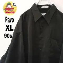 USA古着 Pavo by Lastrada　長袖ボタンシャツXL90sブラック