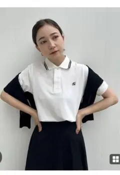 スナイデル 半袖ポロシャツ FREE SIZE ホワイト/ネイビー Snidel