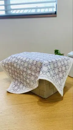 刺し子　花ふきん　丸がさね