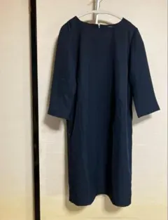 COMME CA ISM ネイビー 七部袖ワンピース M