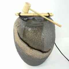 【美品】信楽焼涼電動つくばい 陶器つくばい 循環 水琴窟 水流 dt-0043