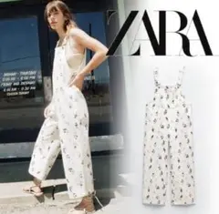 ZARA フラワー柄サロペット　オーバーオール　Sサイズ