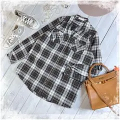 『Real secret』長袖　シャツ　茶 チェック