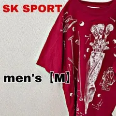 D81【SK SPORT】半袖プリントTシャツ【メンズM】レッド