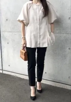 【24ss】美品♪ エマテイラー パール釦バルーンスリーブサマーツイードブラウス