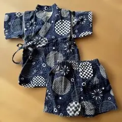 【ほぼ新品】キッズ ベビー甚平 80cm ブルー 夏祭り