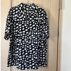 黒 水玉 柄シャツ 半袖 ブラウス トップス M