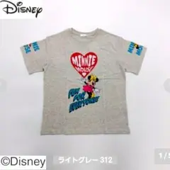 L　Disney ミニー Tシャツ ライトグレー　ミニーちゃん　　ディズニー　袖