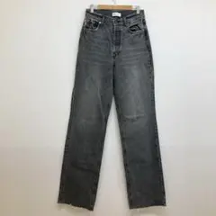ザラ ZARA ブラックデニムパンツ ストレート 【M】 カットオフ コットン