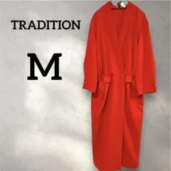 TRADITION SEAMS 【M】赤 ワンピース 長袖 Ｖネック 古着