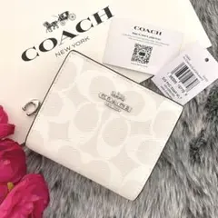 新品☆COACH(コーチ)デニム シグネチャー レザー 折り財布