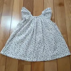 美品 ハンドメイド 花柄 フリル袖ブラウス チュニック
