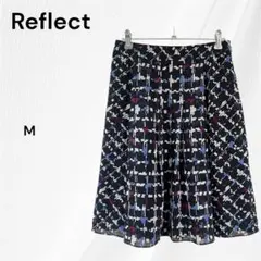 Reflect リフレクト　フレアスカート Ｍ ひざ丈スカート　総柄　ネイビー