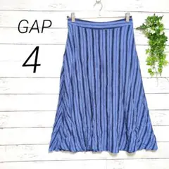 ギャップ GAP ストライプ柄フレアスカート サイズ4 ブルー 薄手 軽量