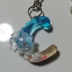 海のイニシャルキーホルダー　プルメリア添え【C】