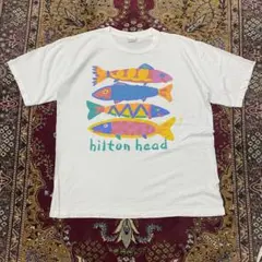 90s シングルステッチ USA製 アートT 魚　アニマル　　ヒルトンヘッド