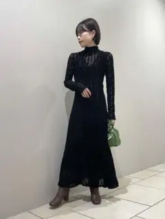 FRAY I.D(フレイ アイディー) フロッキーストレッチレースワンピース
