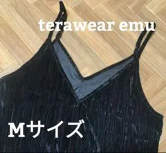 terawear emu しまむら ベロア キャミワンピース ロング 黒