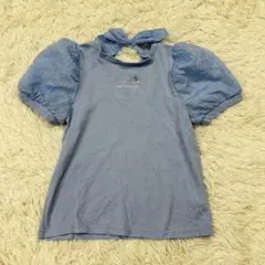 メゾピアノジュニア　ストライプりぼんTシャツ L